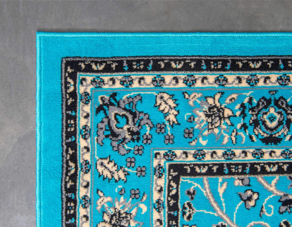 Unique Loom Sialk Hill Collection Area Rug - Washington (9' 10" x 13' 1" Rectangle, Turquoise/ Black)