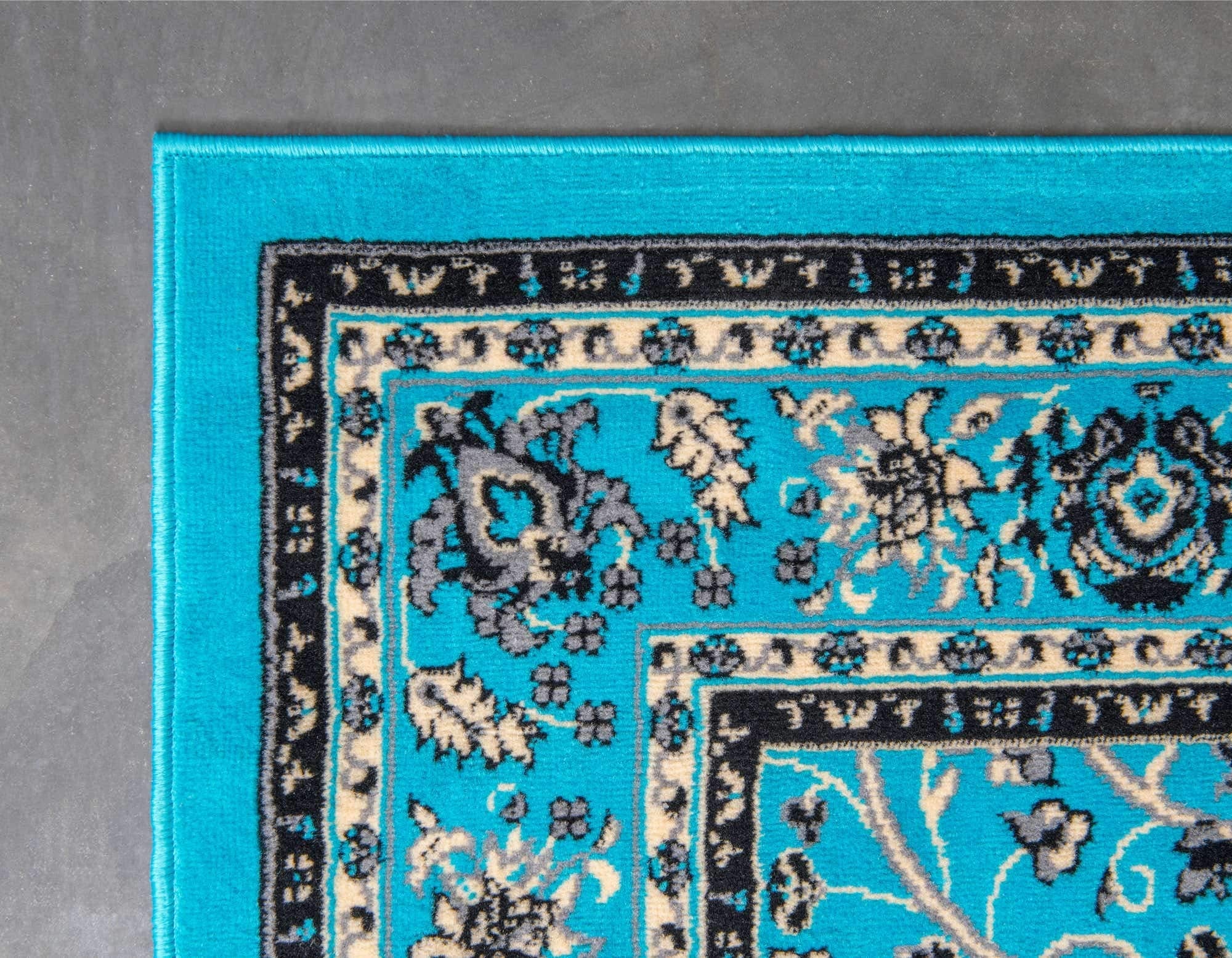Unique Loom Sialk Hill Collection Area Rug - Washington (9' 10" x 13' 1" Rectangle, Turquoise/ Black)