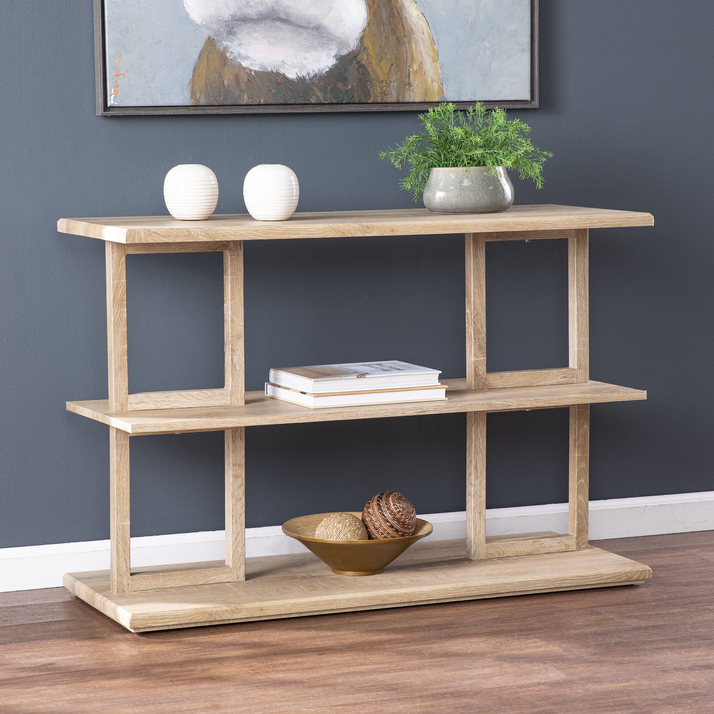 SEI Furniture - Markworth Geometric Console Table - Transitional Design, Natural Iron and Wood - Ideal for Entryway, Living Room (CK1101703)