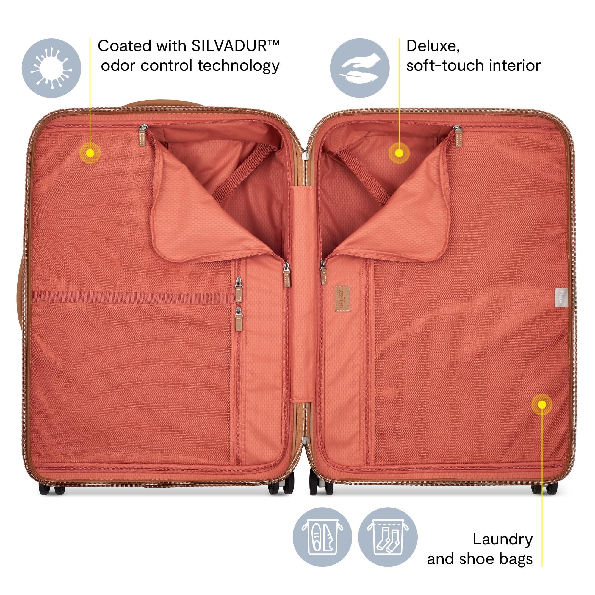 DELSEY PARIS Chatelet Air 2.0 Hardside Luggage with Spinner Wheels, Chocolate Brown, 3 Piece Set, (19/24/28)