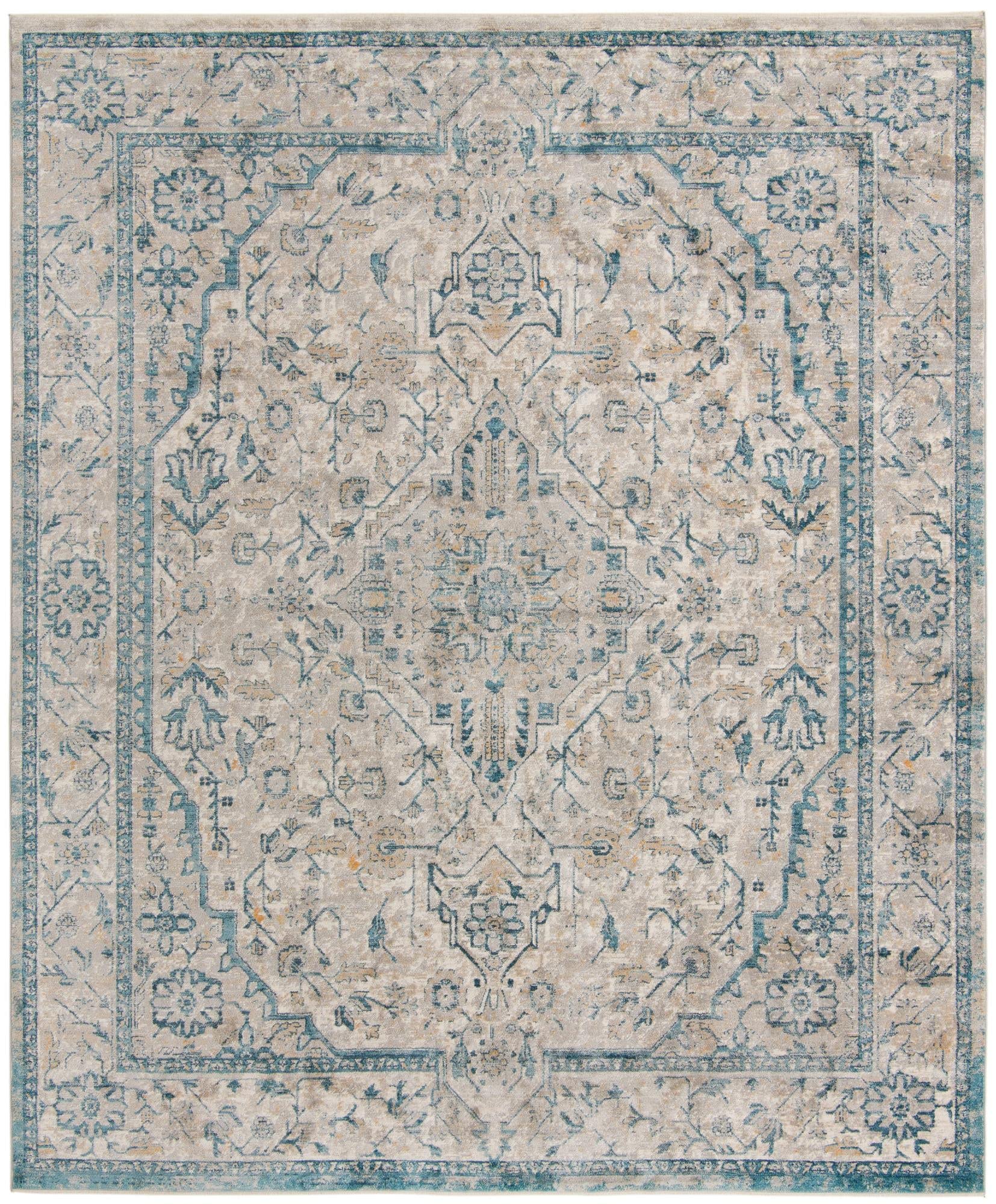 Unique Loom Lola Collection Area Rug - Traditional (10' x 12' 4" Rectangle, Light Gray/Ivory)