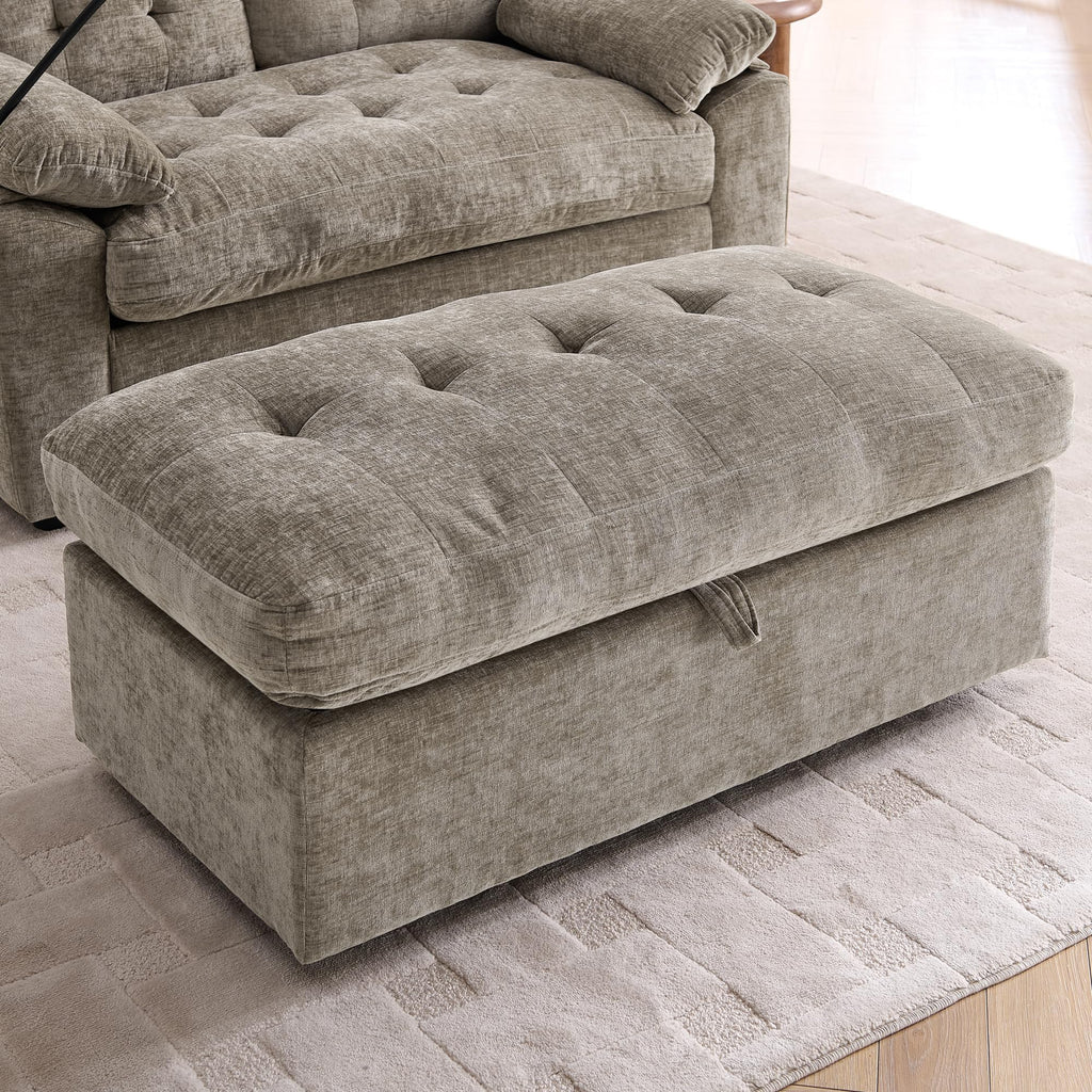 Eafurn 56" Convertible Loveseat Sofa Bed with Ottoman, Adjustable Loveseat Couch Sleeper Chair, Folding Futon Sofa with Phone Holder & Charging Port, Deep Seat Lounge Couch for Living Room