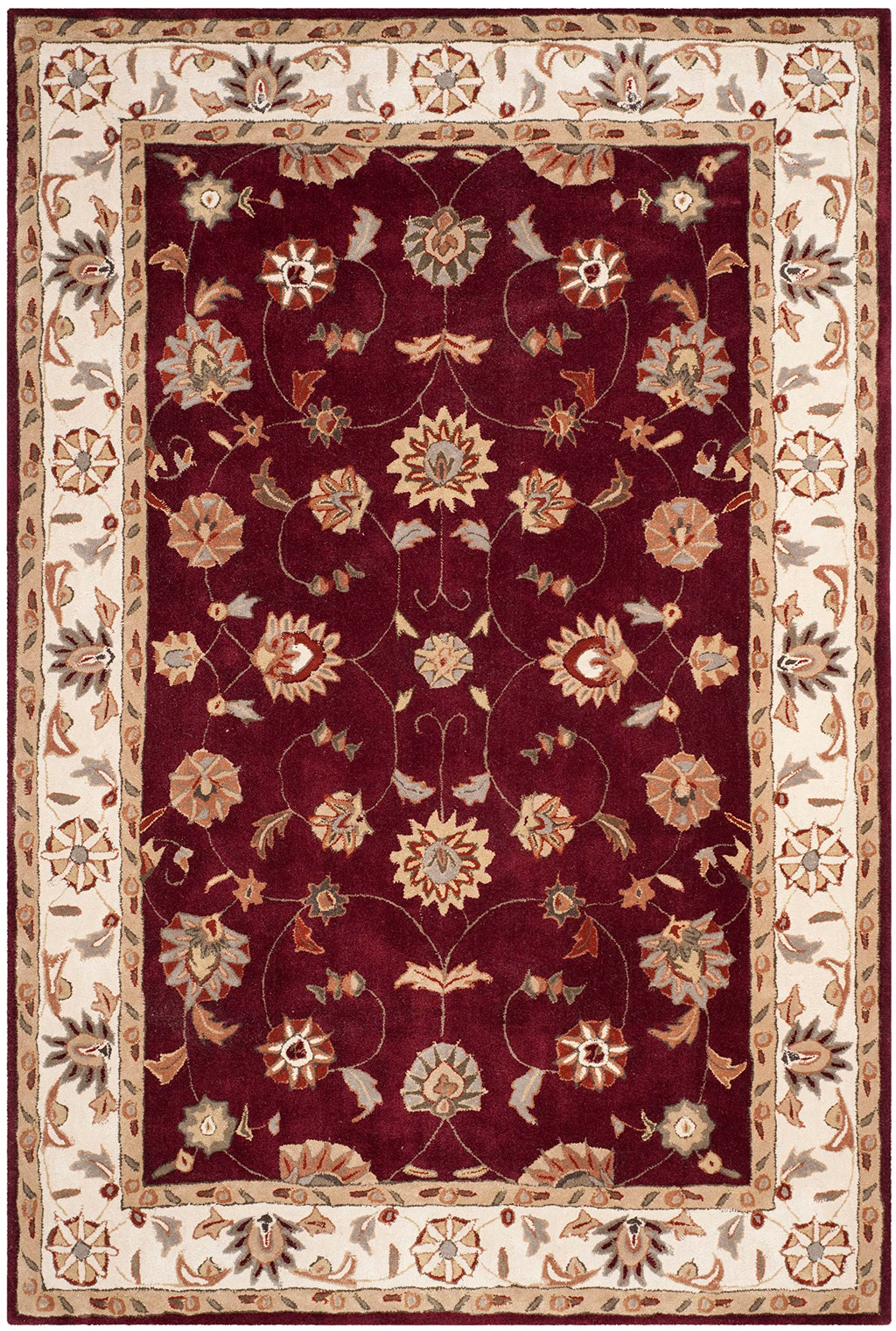 SAFAVIEH Area Rug 8x10 - Total Performance Collection - Large - Red & Ivory, Hand-Hooked, Oriental Design, Ideal for Living Room, Bedroom, Office, Dining Space (TLP725A)