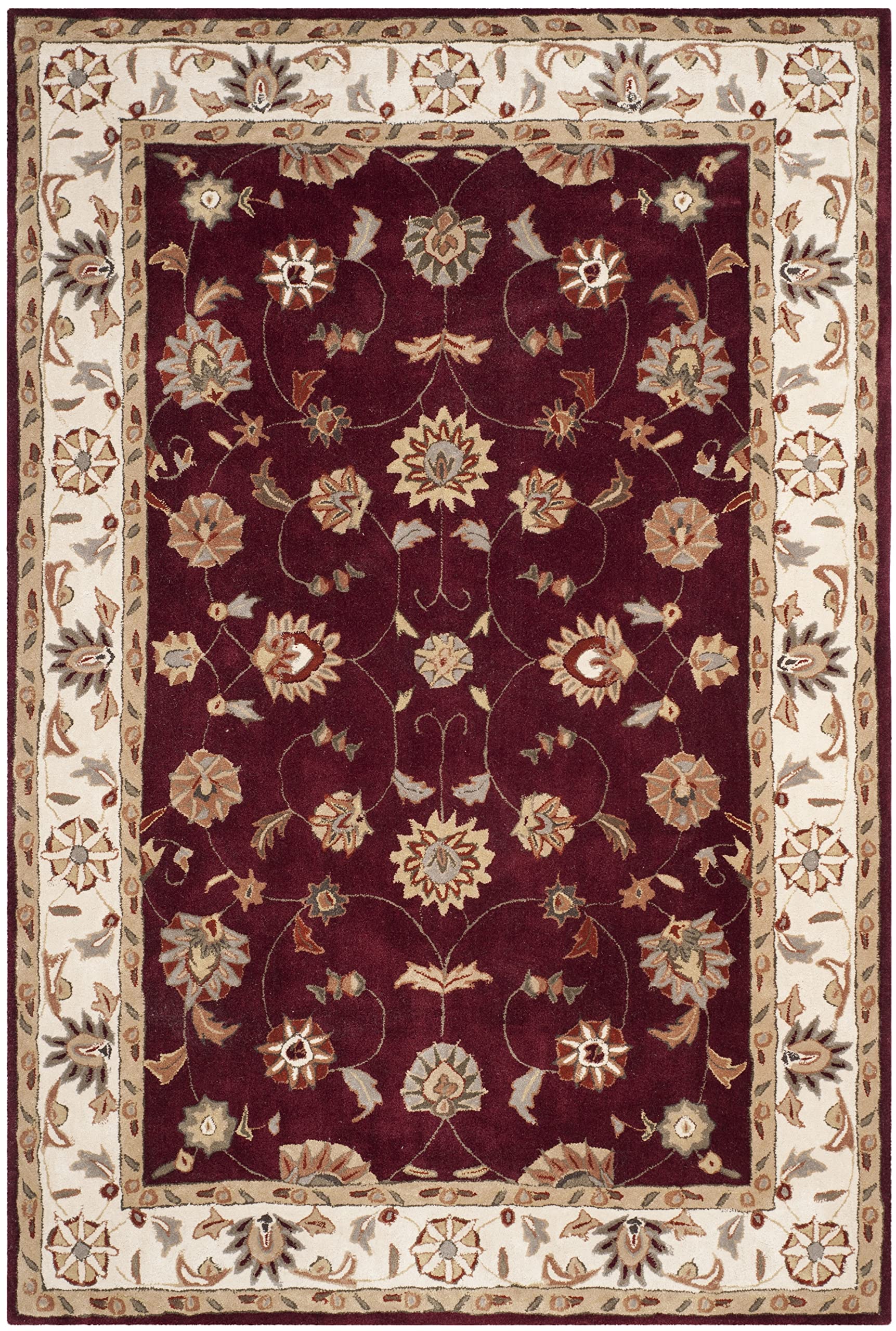 SAFAVIEH Area Rug 8x10 - Total Performance Collection - Large - Red & Ivory, Hand-Hooked, Oriental Design, Ideal for Living Room, Bedroom, Office, Dining Space (TLP725A)