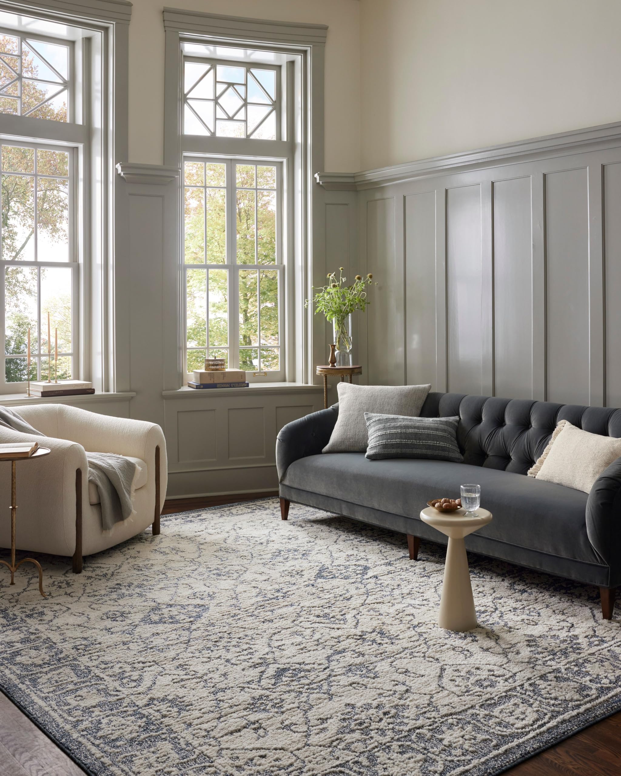 Loloi Magnolia Home by Joanna Gaines Gigi Collection GIG-02 Ivory/Blue 7'-10" x 10' Area Rug