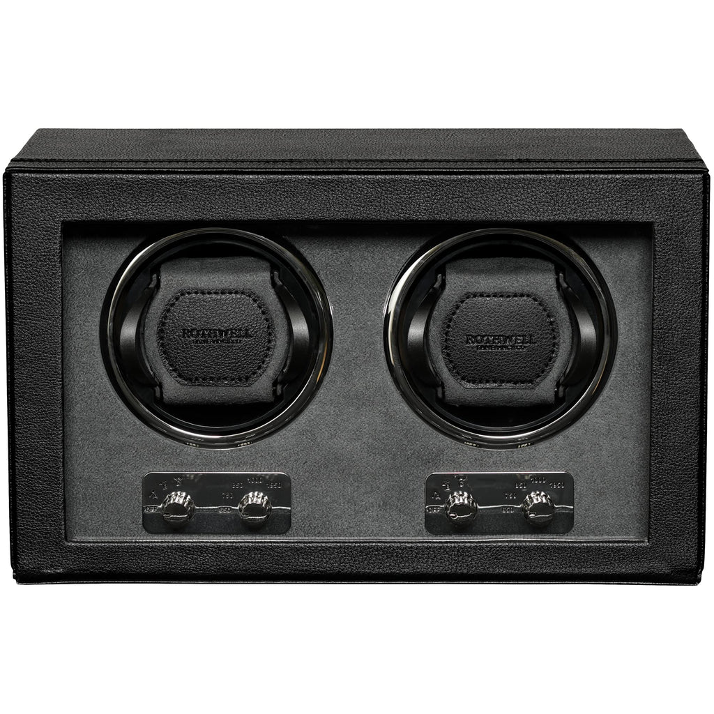 ROTHWELL Double Watch Winder for Automatic Watches with Quiet Motor with Multiple Speeds and Rotation Settings (Black/Grey)