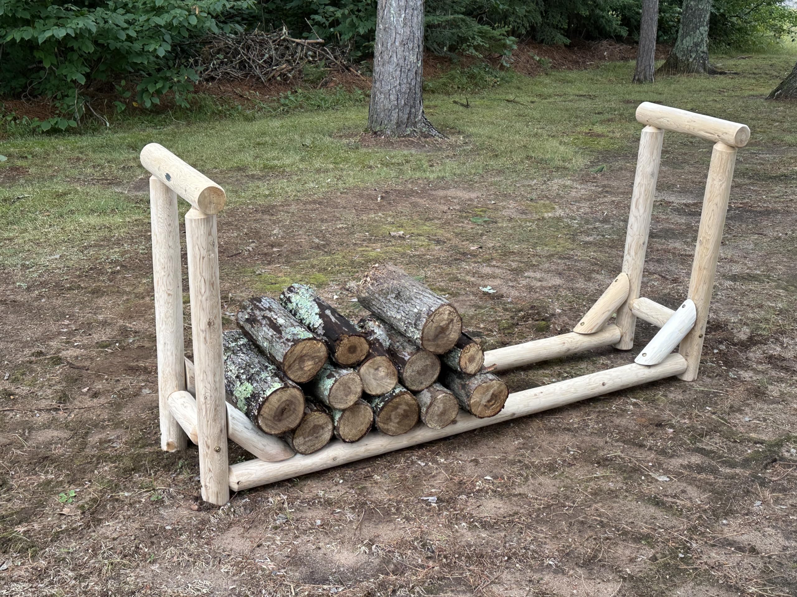 Heavy-Duty Firewood Rack for Outdoor Wood Storage – 6 ft. Unfinished Firewood Rack Outdoor Log Holder – Fire Wood Storage Racks, Keeps Woods Dry, Neat & Ready for Fireplace, Porch & Backyard Use