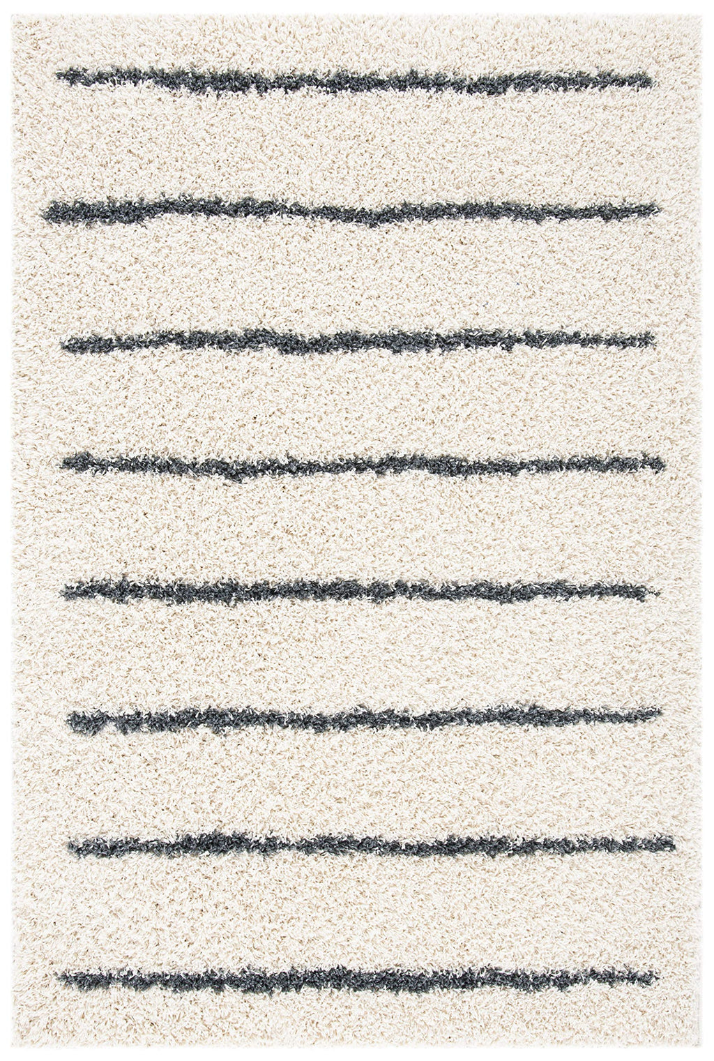 SAFAVIEH Venus Shag Collection Area Rug - 10' x 14', Ivory & Dark Grey, Stripe Design, Non-Shedding & Easy Care, 1.8-inch Thick Ideal for High Traffic Areas in Living Room, Bedroom (VNS604B)