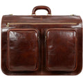 Time Resistance Leather Garment Bag - Slim Suit Duffel Carry-On Suitcase for Dress Protection (Brown)