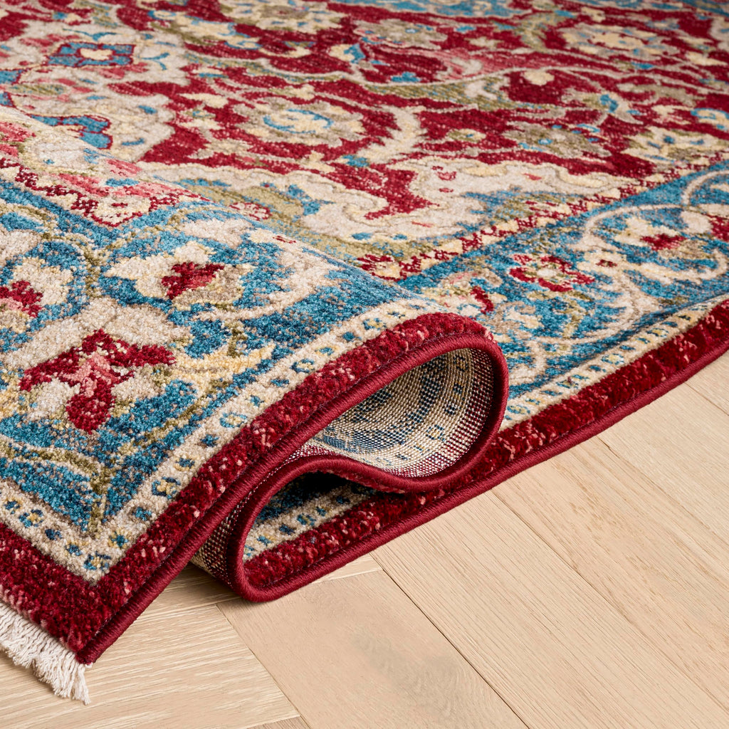 SAFAVIEH Area Rug 8x10 - Kashan Collection - Large - Red & Blue, Traditional Oriental Design, Non-Shedding & Easy Cleaning, Ideal for Living Room, Bedroom, Office, Dining Space (KSN307Q)