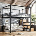 Bellemave Queen Size Loft Bed Frame with Storage Stairs and Wardrobe, Queen Size Game Loft Bed with Canopy Frame, Heavy Duty Loft Bed for Adults Teens Black