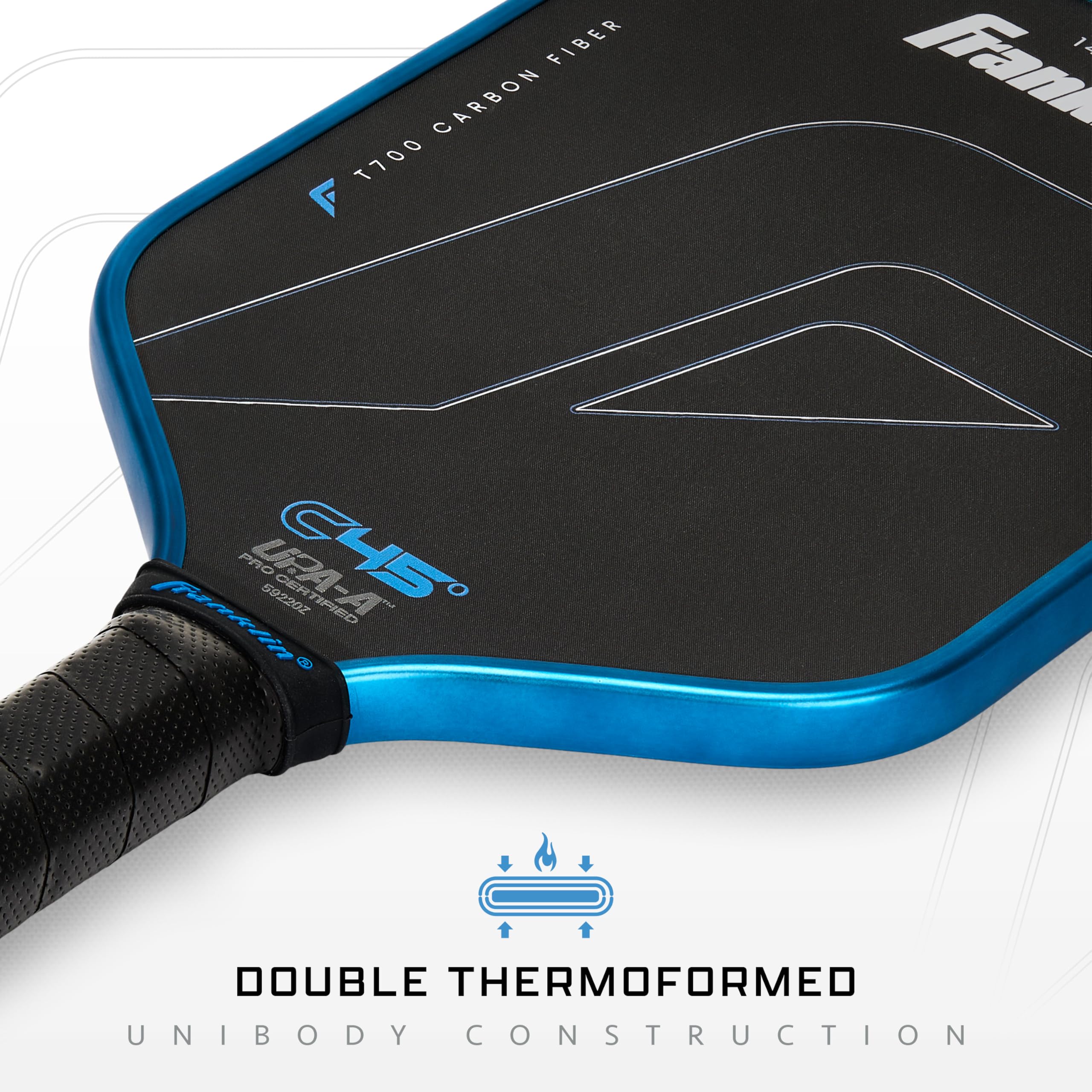 Franklin Sports PRO Pickleball Paddles – C45 Carbon Fiber Series - Official USAP + UPA Approved – Pro Player Design, Hybrid 14MM Blue