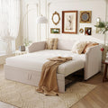 Merax Velvet Upholstered Daybed with Pop Up Trundle Twin to King Desigin, Twin Size Extendable Sofa Bed, Easy Assembly,No Box Spring Needed, Beige