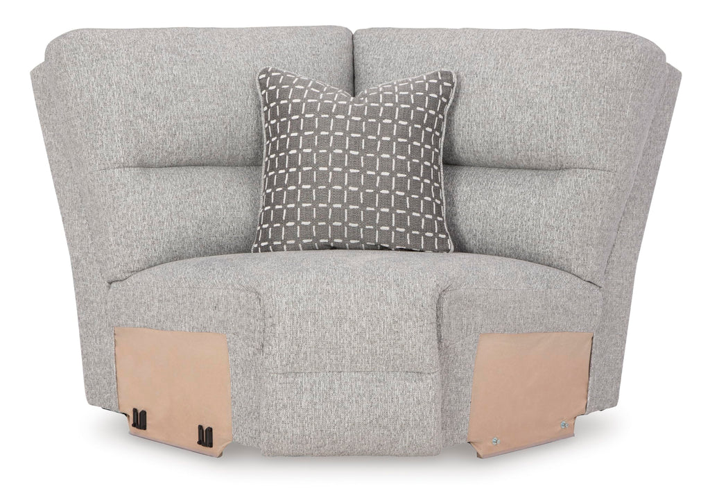 Signature Design by Ashley Acklen Place Modern U-Shaped Modular Stain-Resistant 6-Piece Power Reclining Sectional with Chaise, Adjustable Headrest, USB Charging Ports and Console, Light Gray