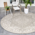 Unique Loom Jill Zarin Outdoor Collection Area Rug - Dubai (13' Round, Gray/ Ivory)