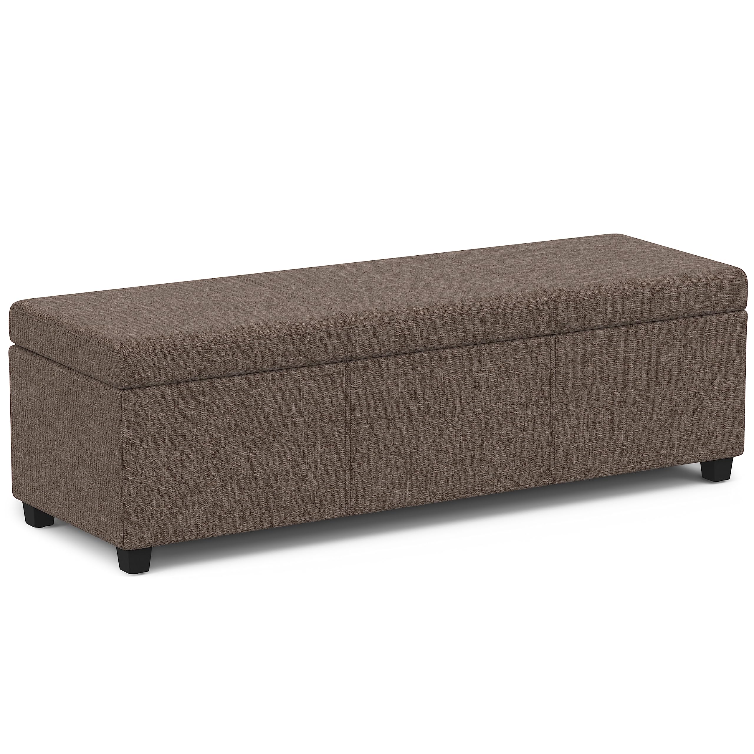 SIMPLIHOME Avalon Extra Large Storage Ottoman Bench - 54 inch Wide Upholstered Linen Look Fabric Rectangular Lift-Top Ottoman in Fawn Brown, Contemporary Bench for Living Room with Hidden Storage