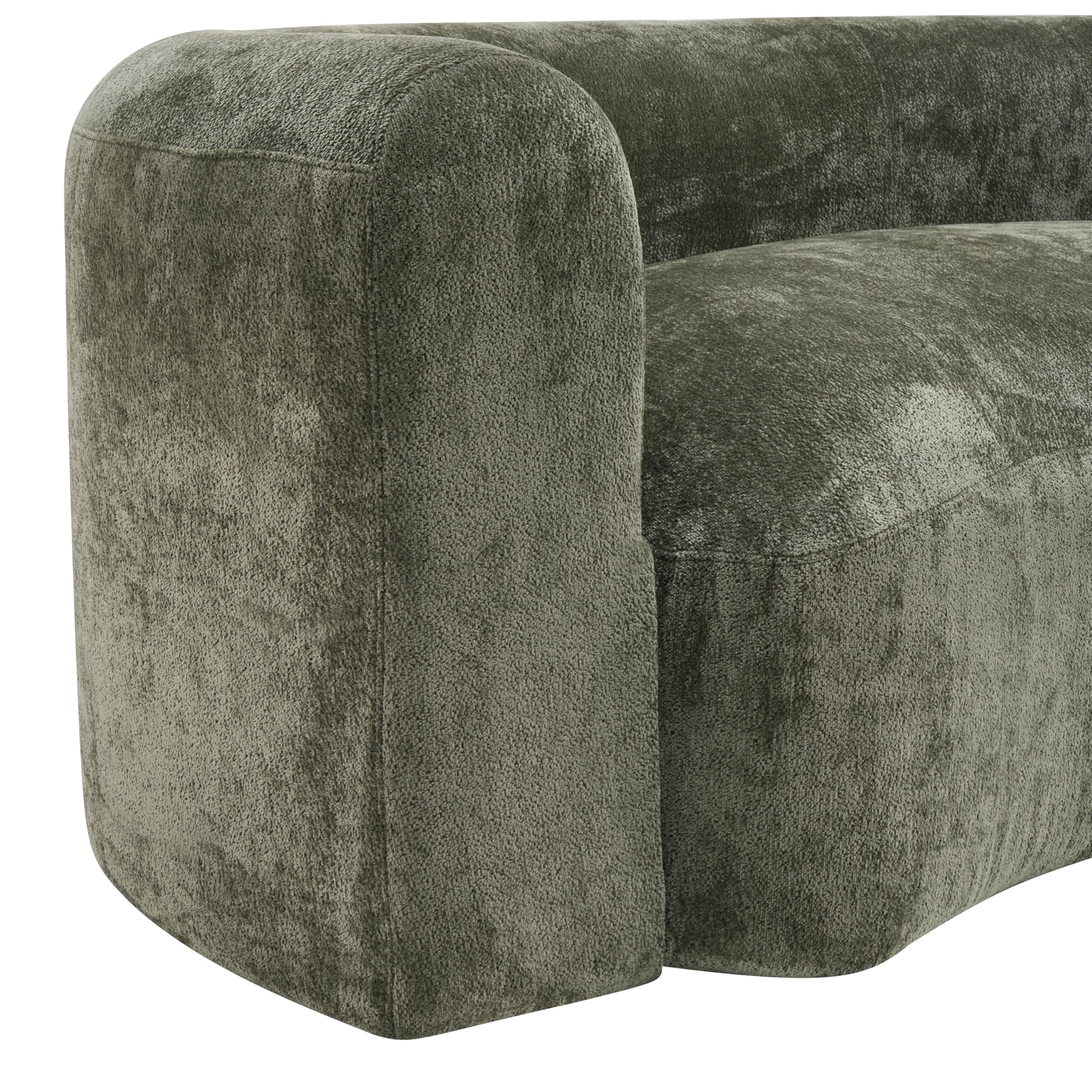 Christopher Knight Home 87.75" Curved Sleeper Sofa, 3 Seater Deep Seat Modular Floor Couch, Upholstered Chenille Fabric Comfy Cloud Couch with Round Arms & Curved Back for Living Room Bedroom, Green