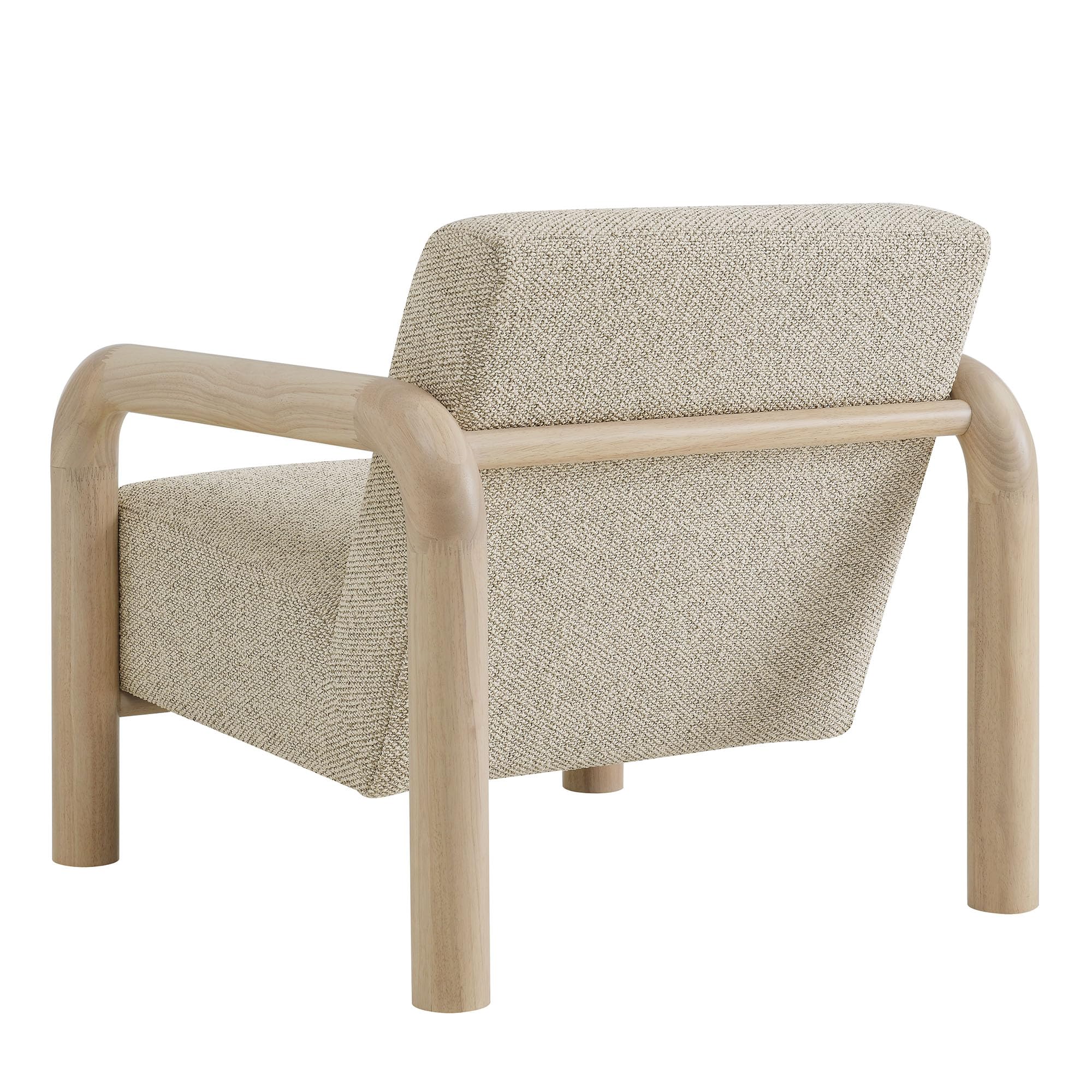Modway Sereno Modern Boucle Fabric Accent Chair in Marble Oak with Rounded Wood Armrests – Upholstered Lounge Chair for Living Room or Bedroom