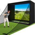 Golf Simulator Enclosure Net 10x8FT Golf Practice Simulator with HD Impact Screen Kit & Sturdy EPE Foam-Filled Frame Golfs Cage Net with Safety Side Nets for Home Indoor Setup