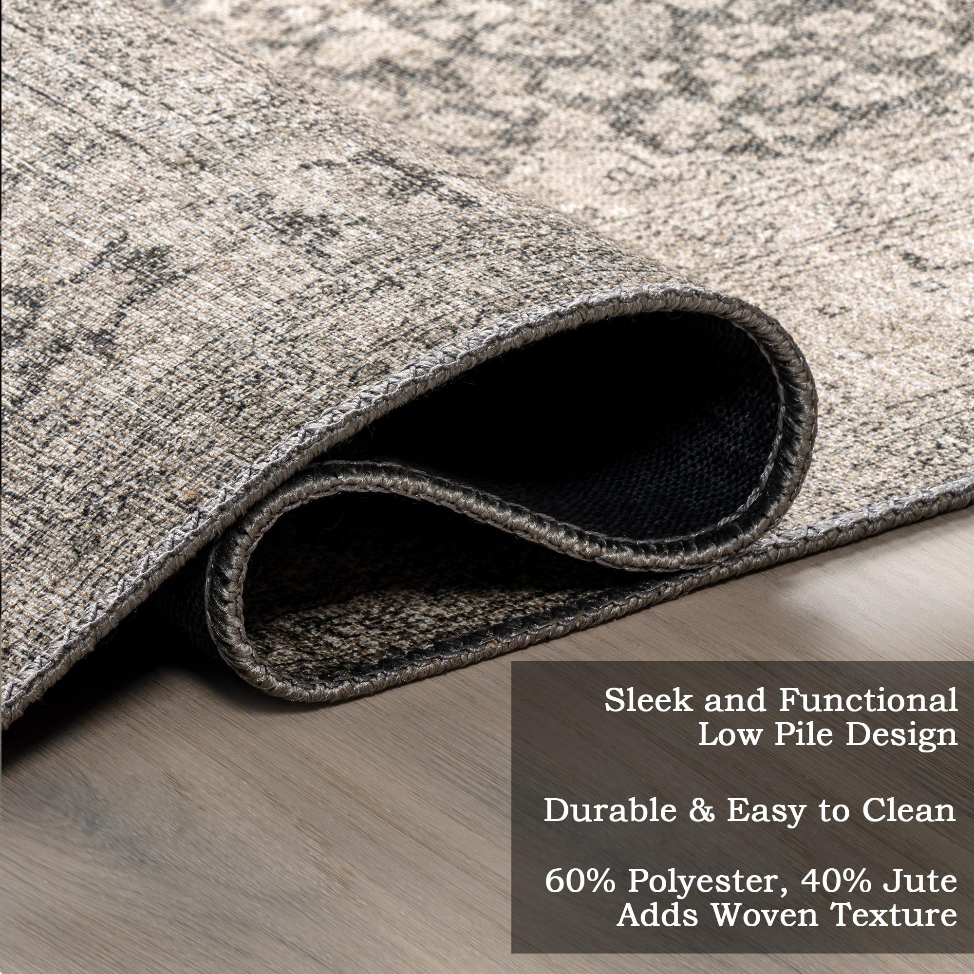 Nuloom Hillstone Collection Agnetha Grey/Taupe, 7'10" x 10', Vintage Medallion, Soft and Cozy, High Traffic, Stain Resistant, Easy Clean, Durable Area Rug for Bedroom, Living Room, Dining, Foyer