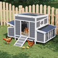 GarveeTech Small Chicken Coop Wooden, Chicken Hutch for 4-6 Chickens with 2 Nesting Boxes, Waterproof Roof, No-Slip Ramp & Pull-Out Tray, Rabbit Hutch Outdoor, Bunny Cage Indoor (54"l x 34"w x 34"h)