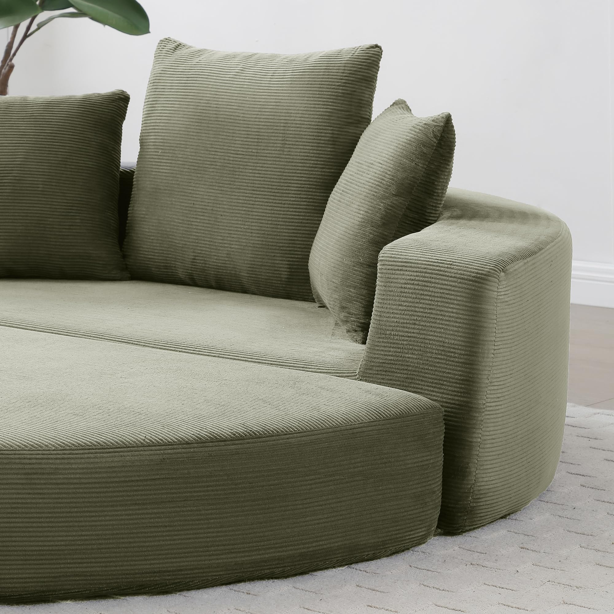 KEIKI 67" Corduroy Convertible Circular Floor Sofa Bed,Multi-Functional Adjustable Futon Couch for Living Room Apartment Office,No Assembly