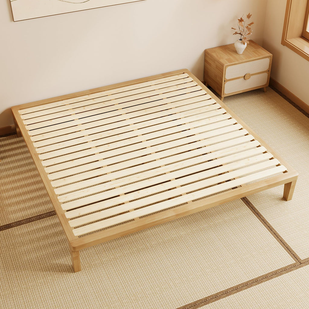 IOTXY California-King Platform Bed Frame - 12 Inch Solid Wood Mattress Foundation Base with Heavy-Duty Support Slats & Legs, Rubberwood California King Size Bedframe