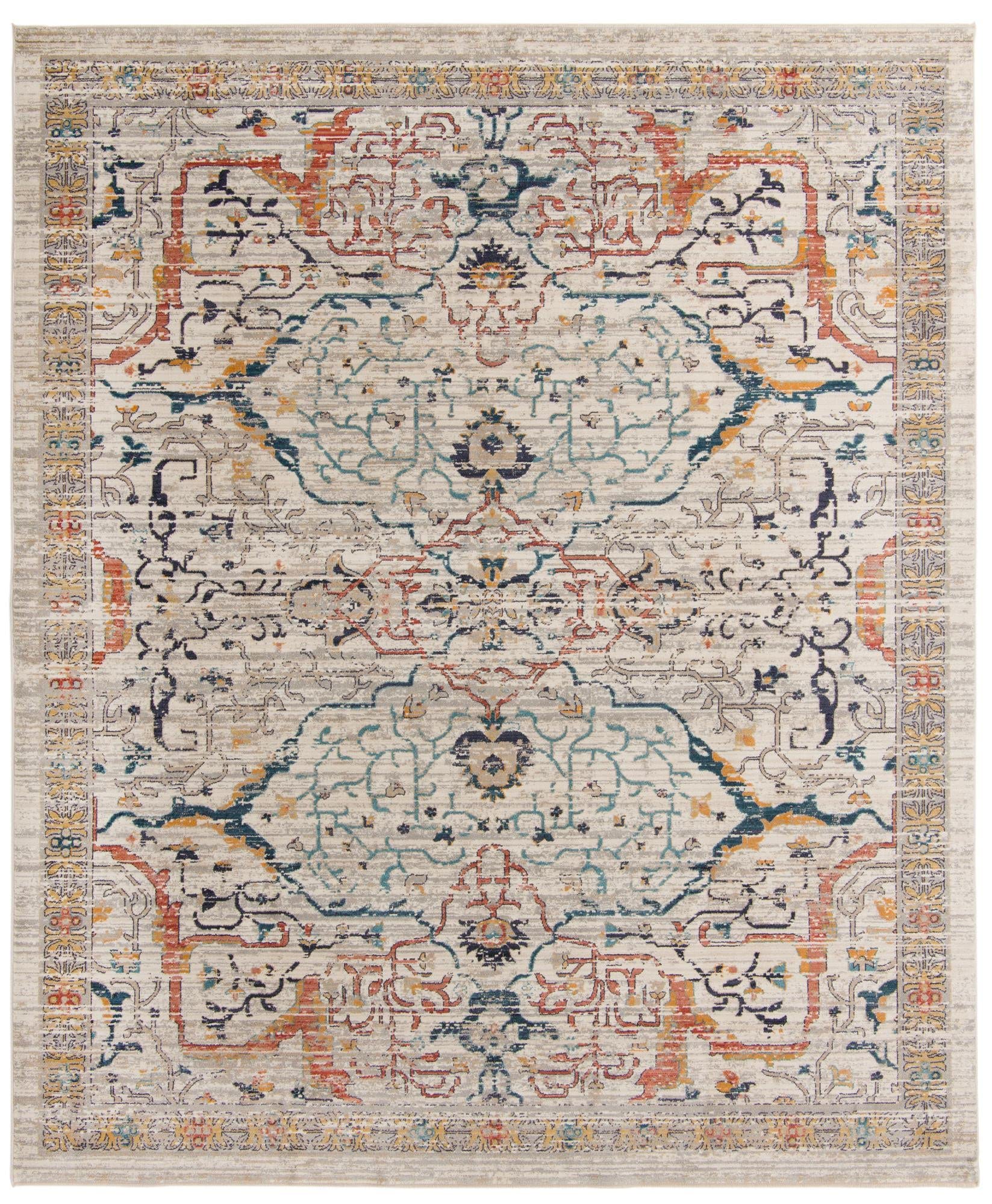 Unique Loom Lola Collection Area Rug - Vivacious (10' x 12' 4" Rectangle, Ivory/Blue)