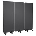 KERRAM 3 Panel Foldable Office Partitions, Mobile Cubicle Wall with Wheels, 71 x 66 Inch Noise Cancelling & Sound Proof Room Dividers Partition Wall, Aluminum Frame Dark Gray