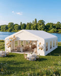 20x33 ft Heavy Duty Party Tent, Upg20x33 ft Heraded Galvanized Steel Frame Outdoor Canopy, with Mesh Screen & PE Roll-Up Double Doors, Removable Sidewalls and Windows, Wedding Event Commercial Carport