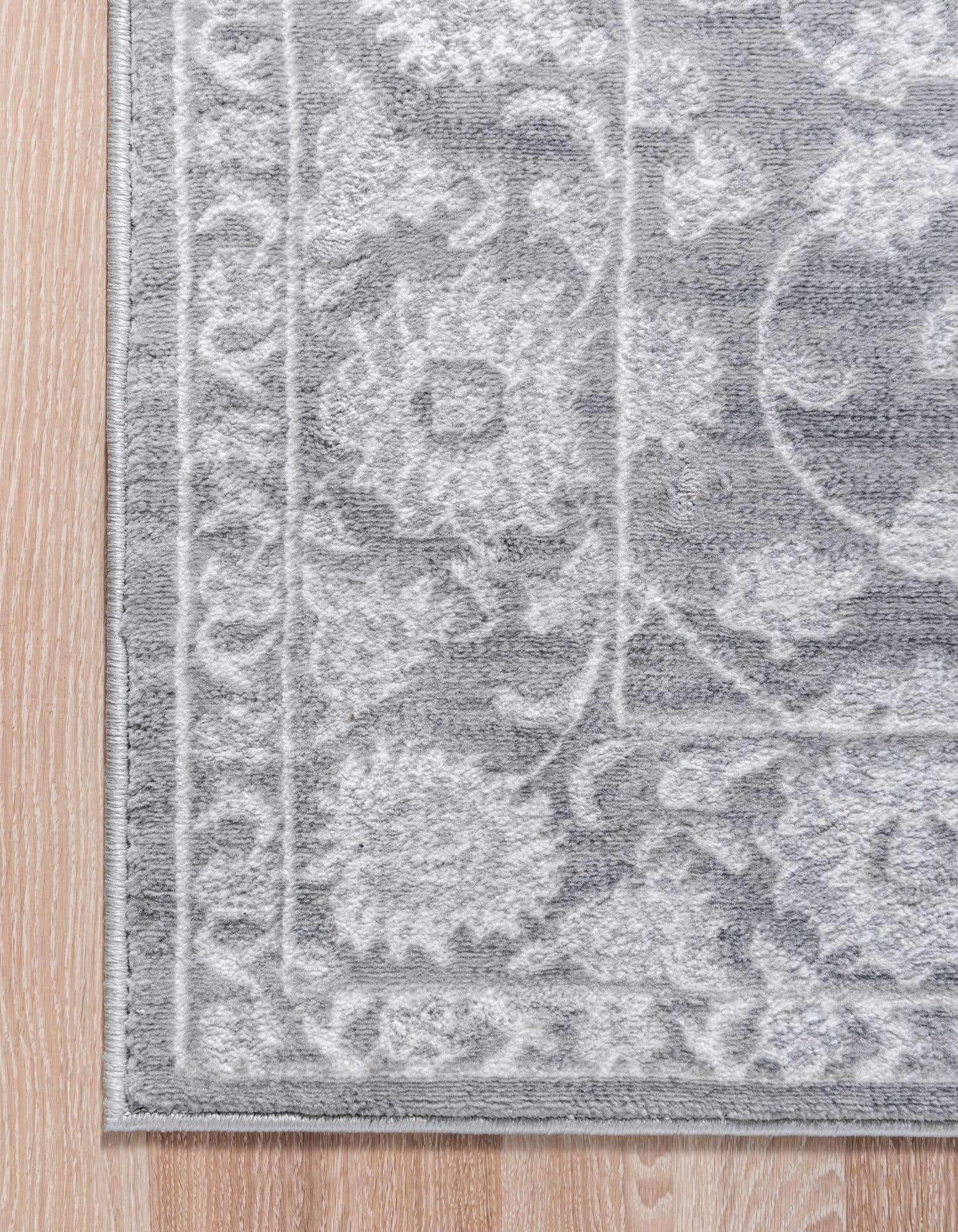 Unique Loom Boston Collection Area Rug - Floral (7' 10" x 10' Rectangle, Gray/ Ivory)