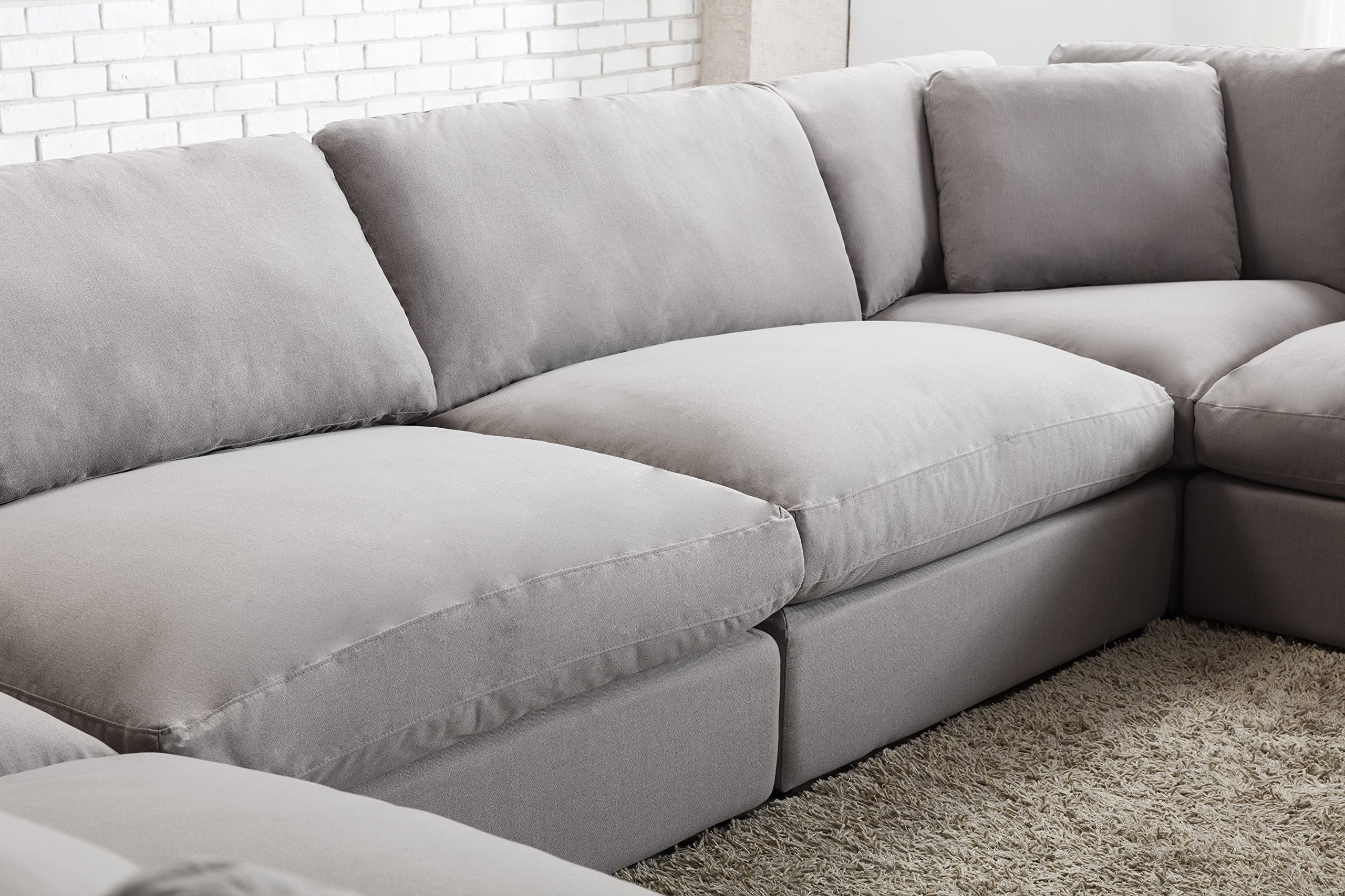 Roundhill Furniture Rivas Contemporary Feather Fill 5-Piece Modular Sectional Sofa with Two Ottomans, Graphite