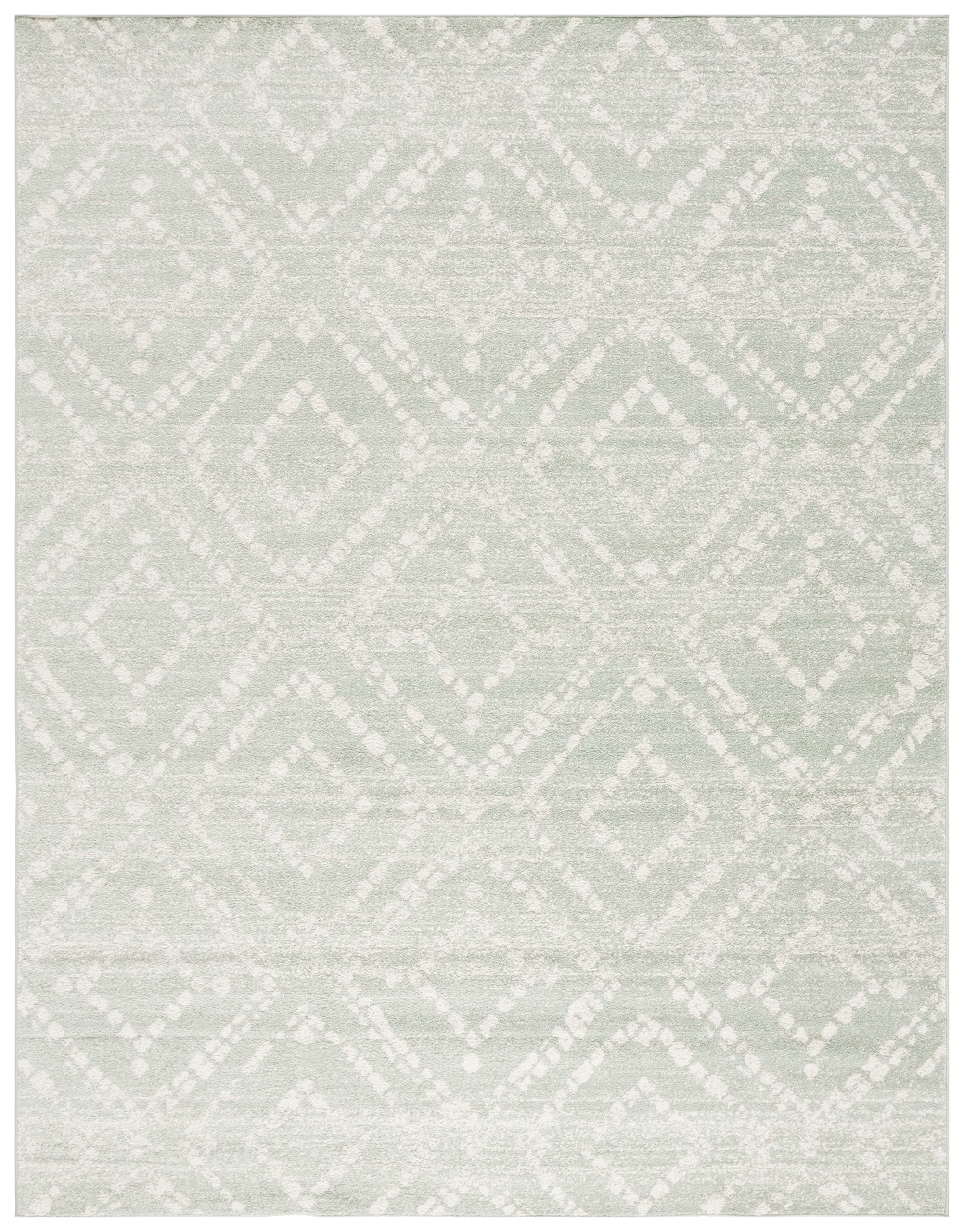 SAFAVIEH Adirondack Collection Area Rug - 10' x 14', Ivory & Green, Modern Diamond Distressed Design, Ideal for High Traffic Areas in Living Room, Bedroom, Dining (ADR131Y-10)