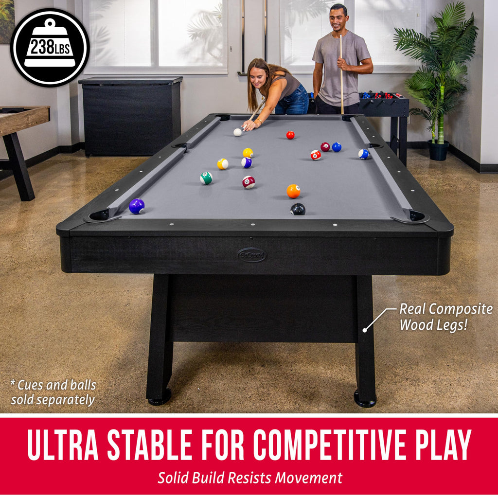 GoSports 8 ft Pool Tables with Wood Finish - Billiards Game Room Table for Adults & Family - Accessories Not Included - Gray