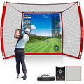 DHUAFDD Golf Hitting Net with Impact Screen 10 X 8 ft Golf Net with HD Simulator Screen & Target Cloth for Home Backyard Garage Golf Simulator Cage for Swing Training Indoor Outdoor Use