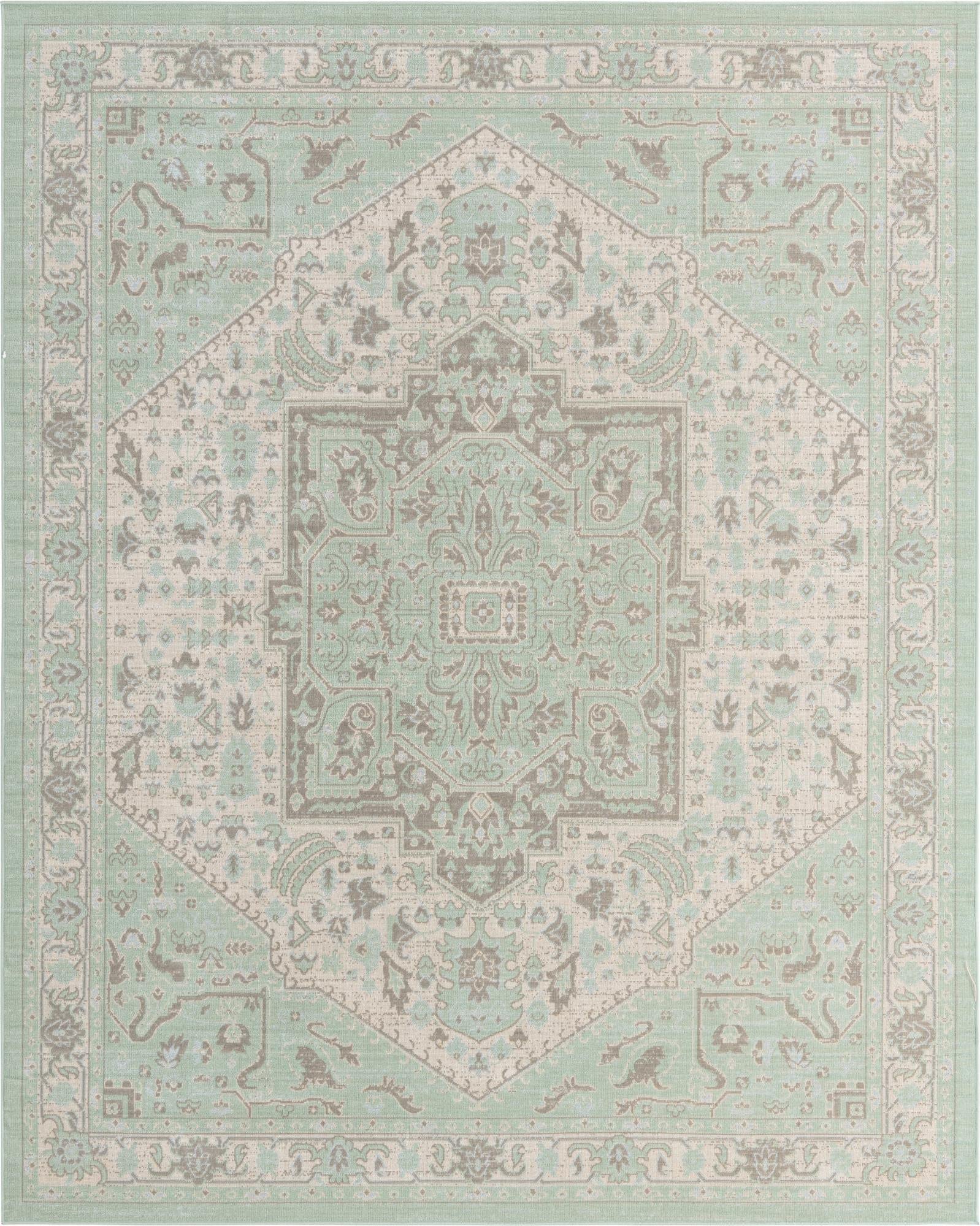 Unique Loom Whitney Collection Area Rug - Milano (10'x 14' Rectangle, Mint/ Ivory)
