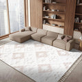 SAFAVIEH Area Rug 8x10 - Moroccan Tassel Shag Collection - Large - Ivory & Beige, Non-Shedding & Easy to Clean, Plush High-Low Texture, Ideal for Living Room, Bedroom, Dining Space (MTS688B)
