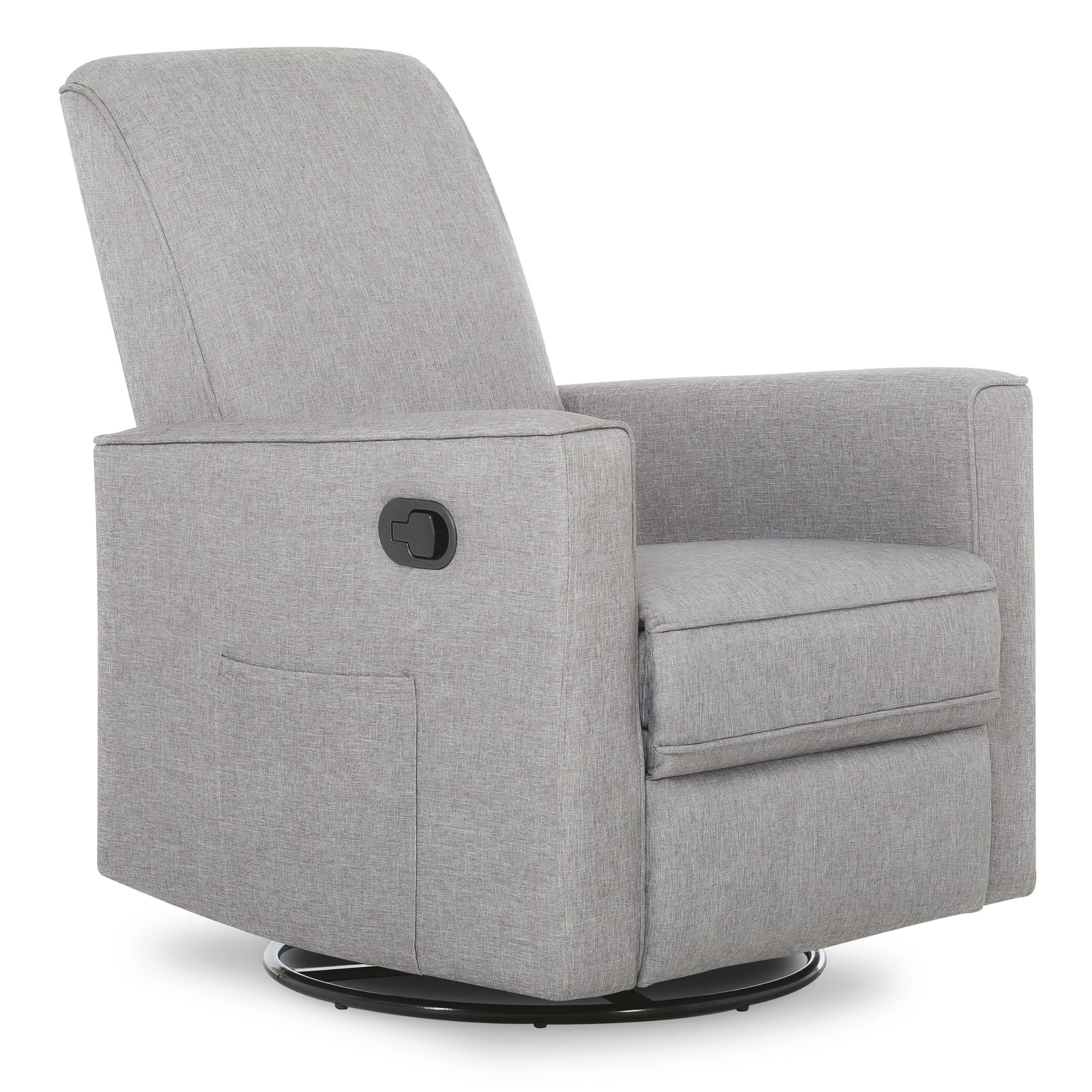 Evolur Raleigh Upholstered Manual Glider Recliner– Rocking & 360° Swivel with Smooth Glide – Greenguard Gold & FSC Certified – Modern Nursery and Living Room Chair in Light Grey