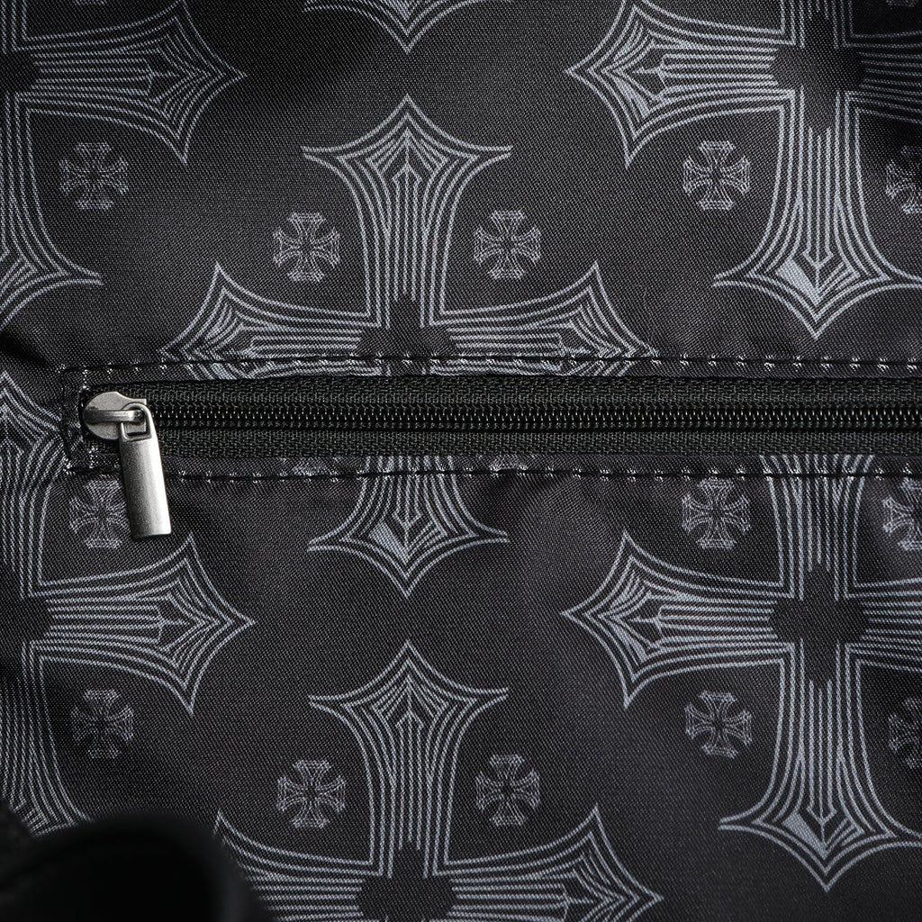 Von Dutch Embroidered Chopper Duffle Bag, Vegan Leather Weekender with Crossbody Strap & Handles