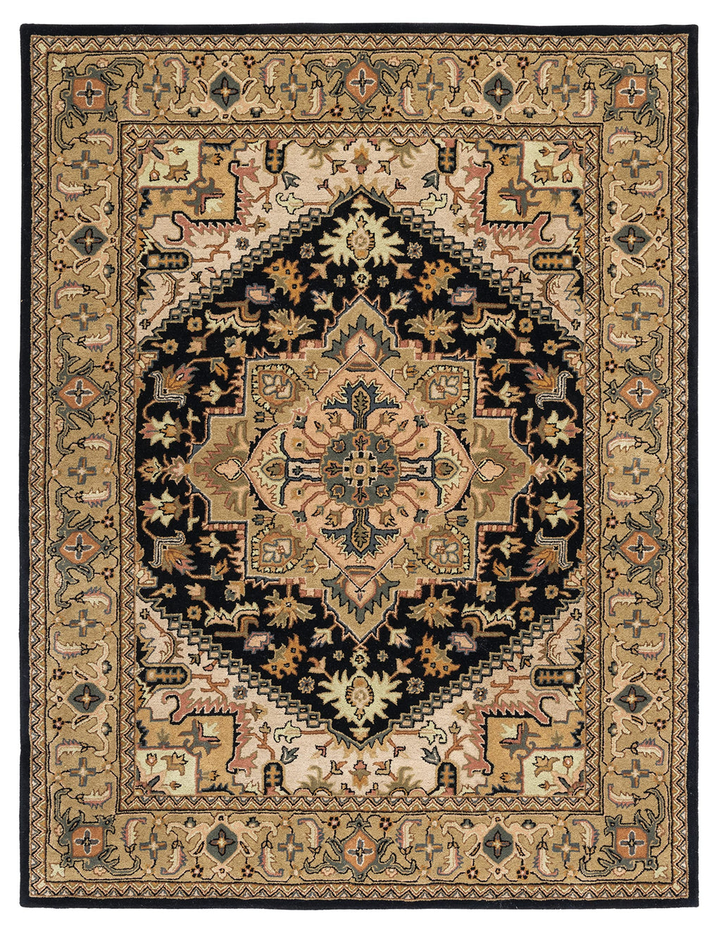 SAFAVIEH Area Rug 10x14 - Heritage Collection - Large - Black & Gold, Handmade Wool, Traditional Oriental Medallion Design, Ideal for Living Room, Bedroom, Dining Space (HG625Z)