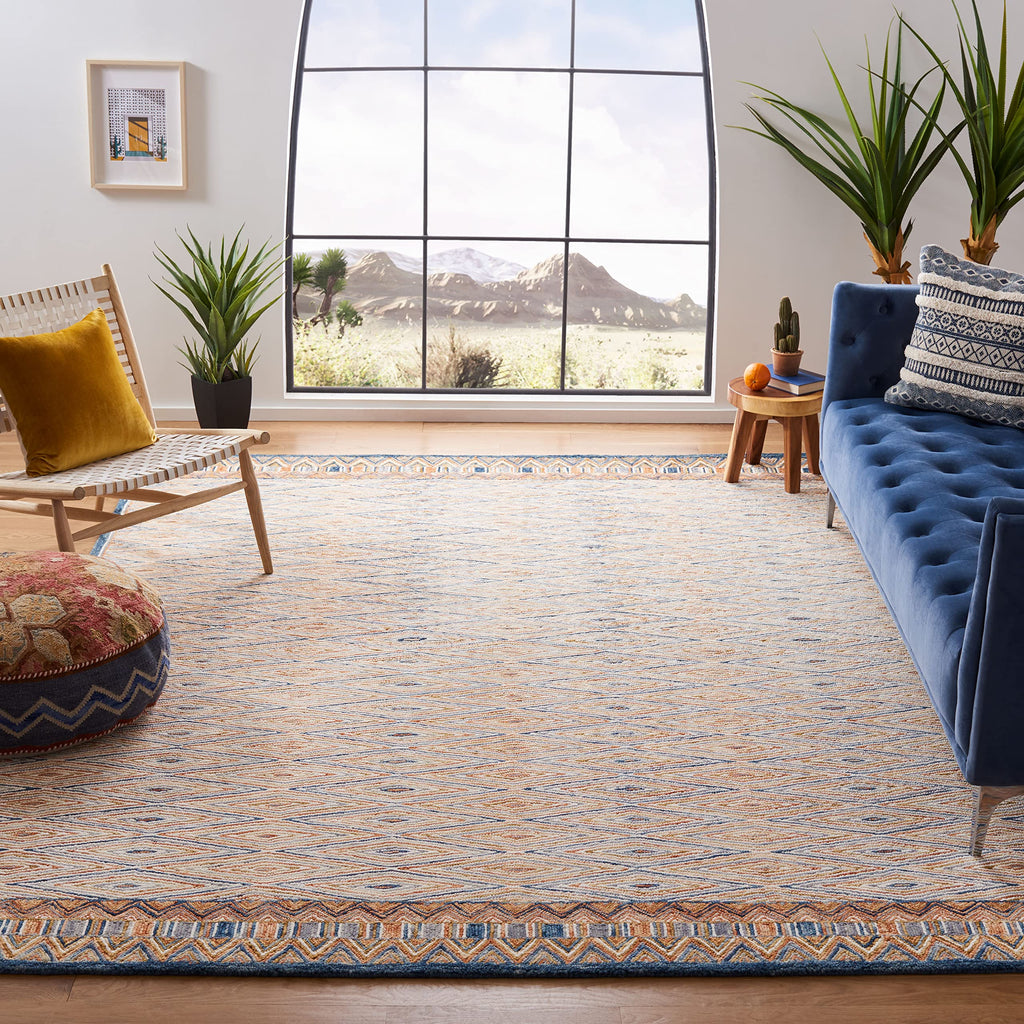 SAFAVIEH Aspen Collection Area Rug - 10' x 14', Gold & Rust, Handmade Boho Wool, Ideal for High Traffic Areas in Living Room, Bedroom (APN808D)