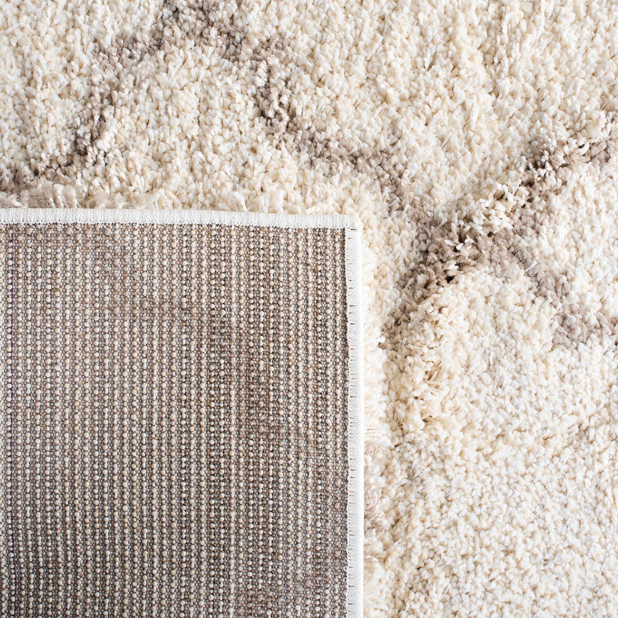 SAFAVIEH Area Rug 8x10 - Hudson Shag Collection - Large - Ivory & Beige, Trellis Pattern, Non-Shedding & Easy Cleaning, Ultra Plush Thick Pile, Ideal for Living Room, Bedroom, Dining Space (SGH282E)