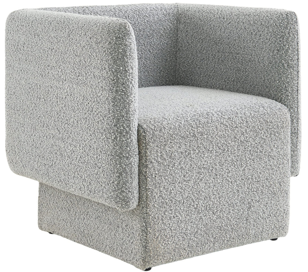 Meridian Furniture 575Grey Vera Collection Modern | Contemporary Boucle Fabric Upholstered Accent Chair, Grey, 31" W x 27" D x 29" H