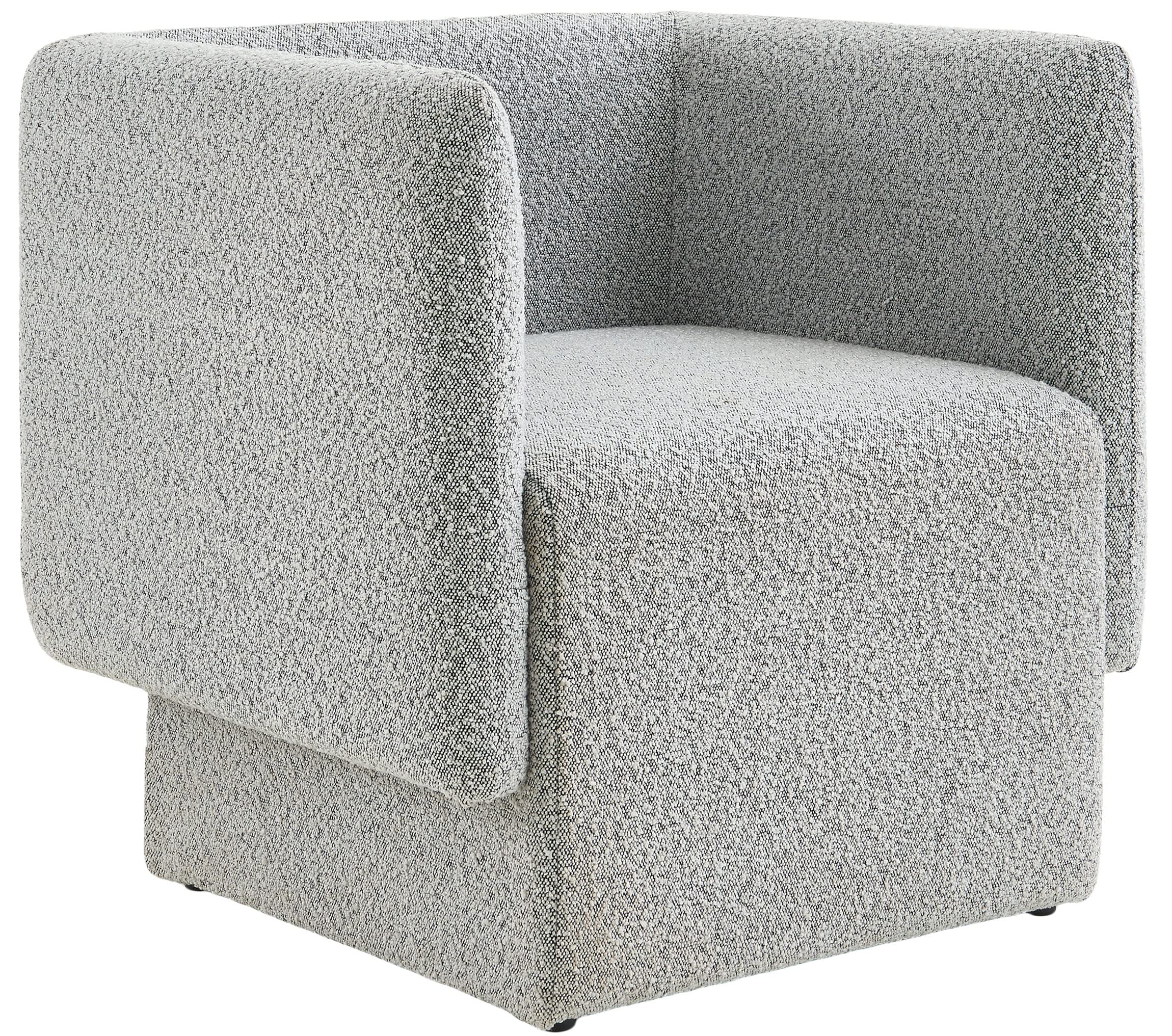 Meridian Furniture 575Grey Vera Collection Modern | Contemporary Boucle Fabric Upholstered Accent Chair, Grey, 31" W x 27" D x 29" H