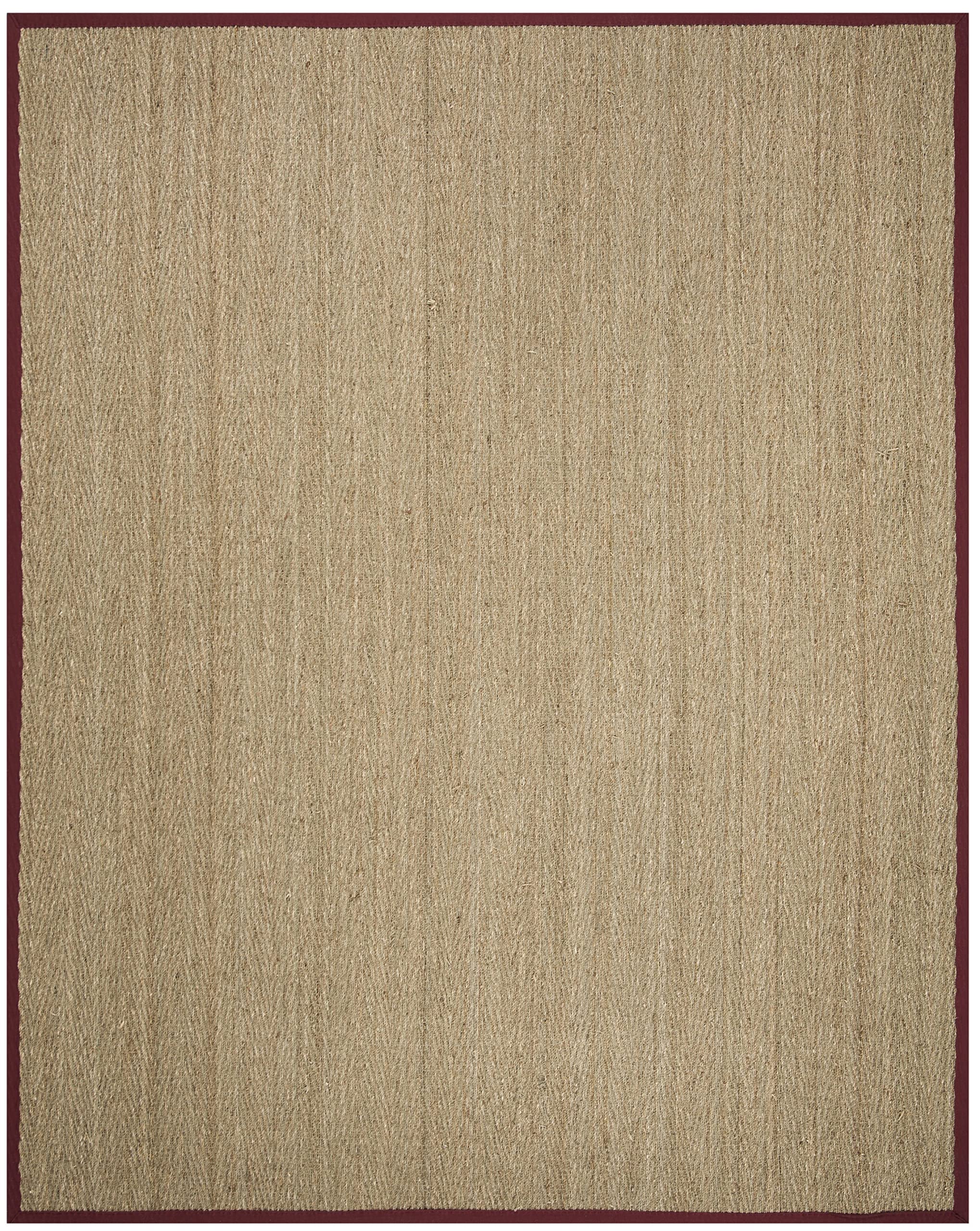 SAFAVIEH Area Rug 9x12 - Natural Fiber Collection - Large - Natural & Red, Seagrass, Herringbone Pattern with Border (NF115D)