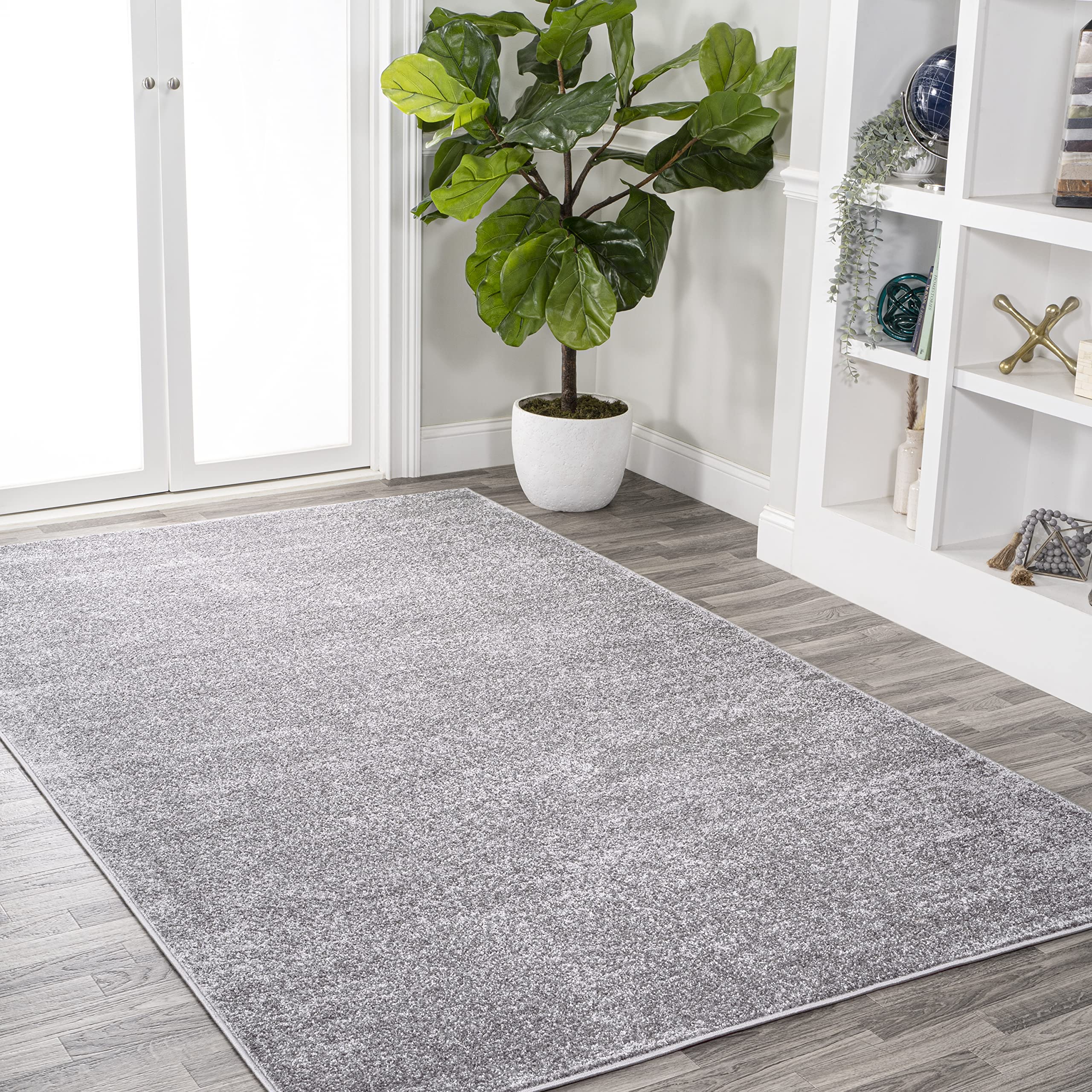 JONATHAN Y Haze Solid Low-Pile Gray Indoor Area Rug 10x14, Coastal,Bohemian,Minimalist,Classic, Easy-Cleaning for Living Room,Bedroom,Kitchen,Pet Friendly,Non-Shedding (SEU100A-14)