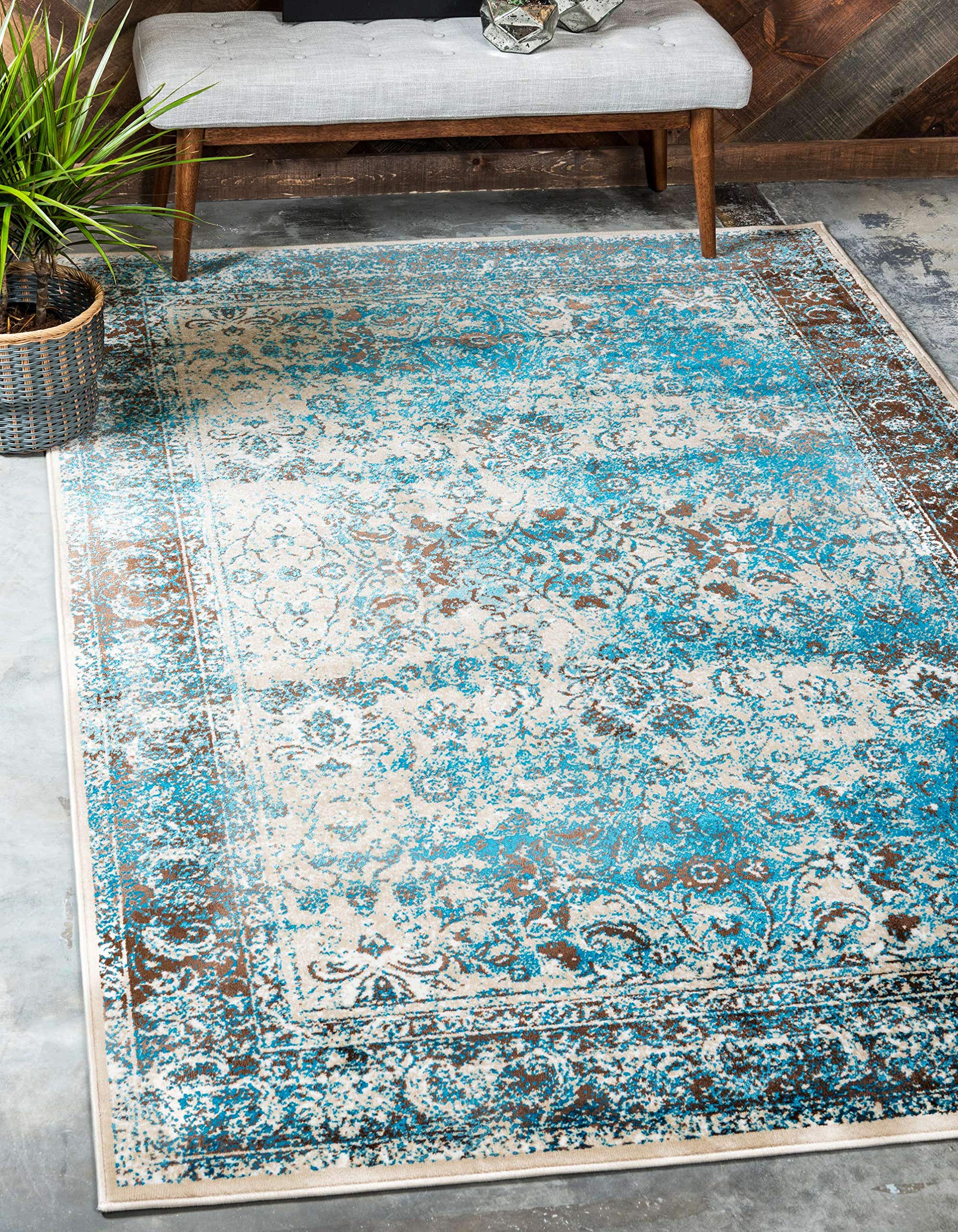 Unique Loom Imperial Collection (10' 0 x 13' 0 Rectangular, Ivory/ Turquoise)