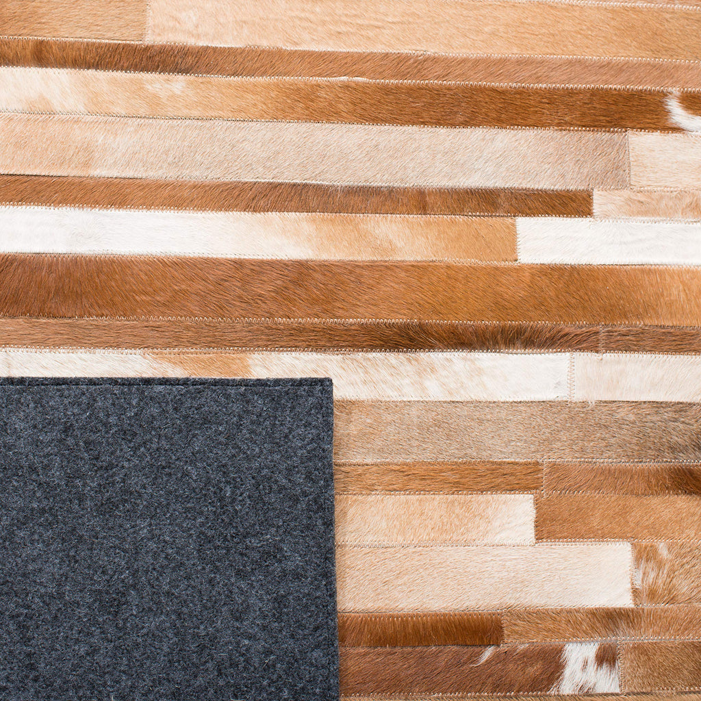 SAFAVIEH Studio Leather Collection Area Rug - 6' Square, Tan & Ivory, Handmade Mid-Century Modern, Ideal for High Traffic Areas in Living Room, Bedroom (STL218B)
