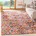 SAFAVIEH Luxor Collection Area Rug - 6' x 9', Purple & Rust, Handmade Ikat Design Banana Silk, Ideal for High Traffic Areas in Living Room, Bedroom (LUX161A)