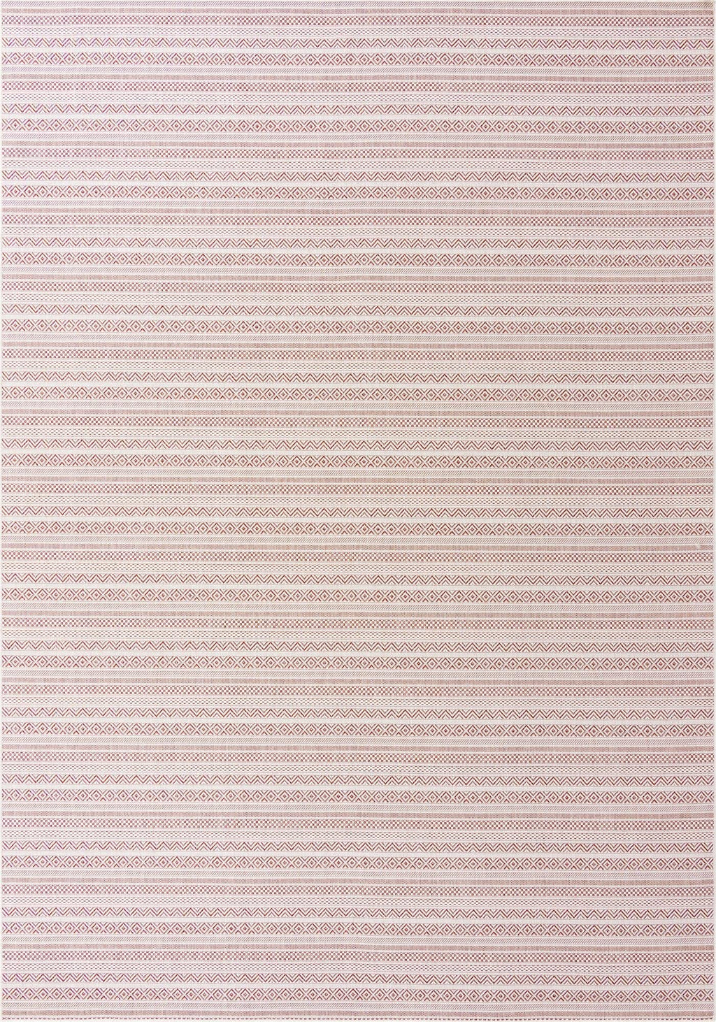 Unique Loom Outdoor Striped Collection Area Rug - Maia (10' x 14' 1" Rectangle, Red/Ivory)